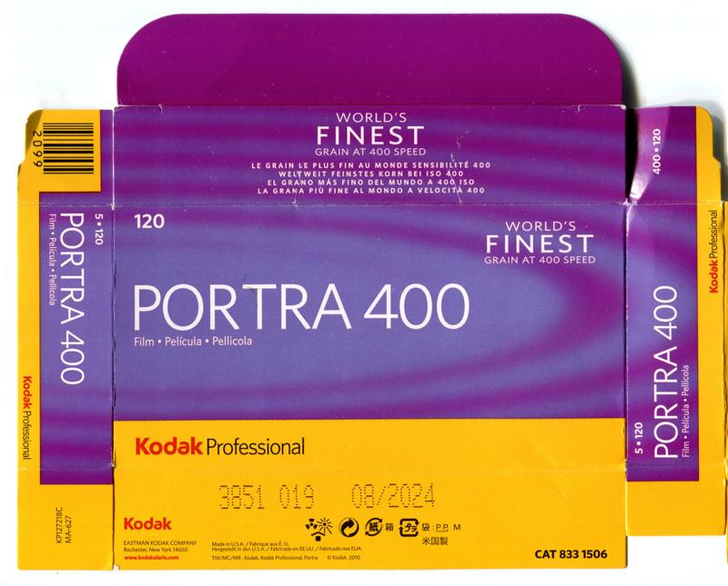 Kodak Portra 400 120 film box outside