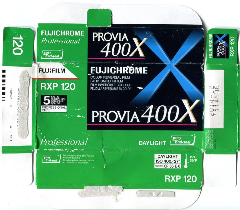 Fujifilm Fujichrome Provia 400X 120 film box outside