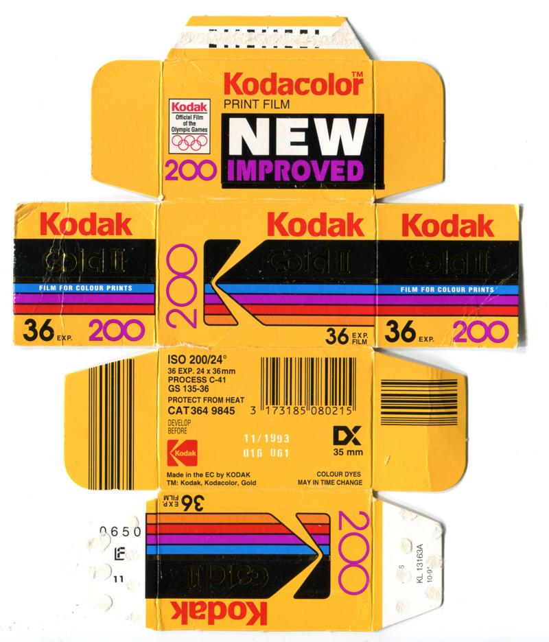 Kodak Gold II 35mm film box outside