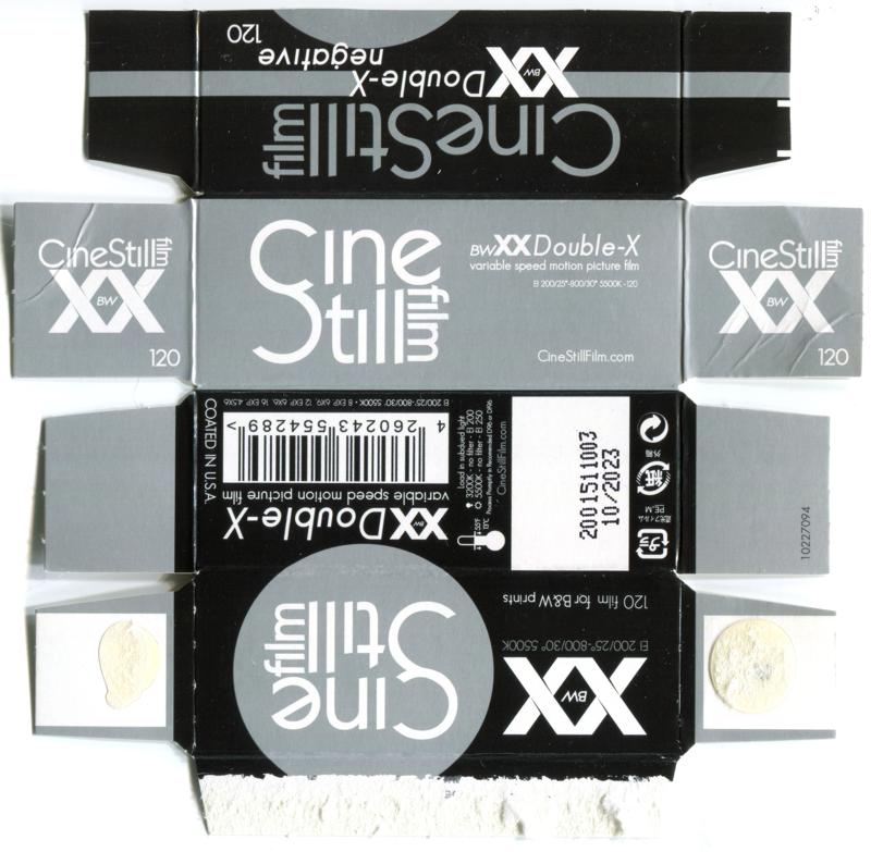 CineStill BWXX 120 film box outside