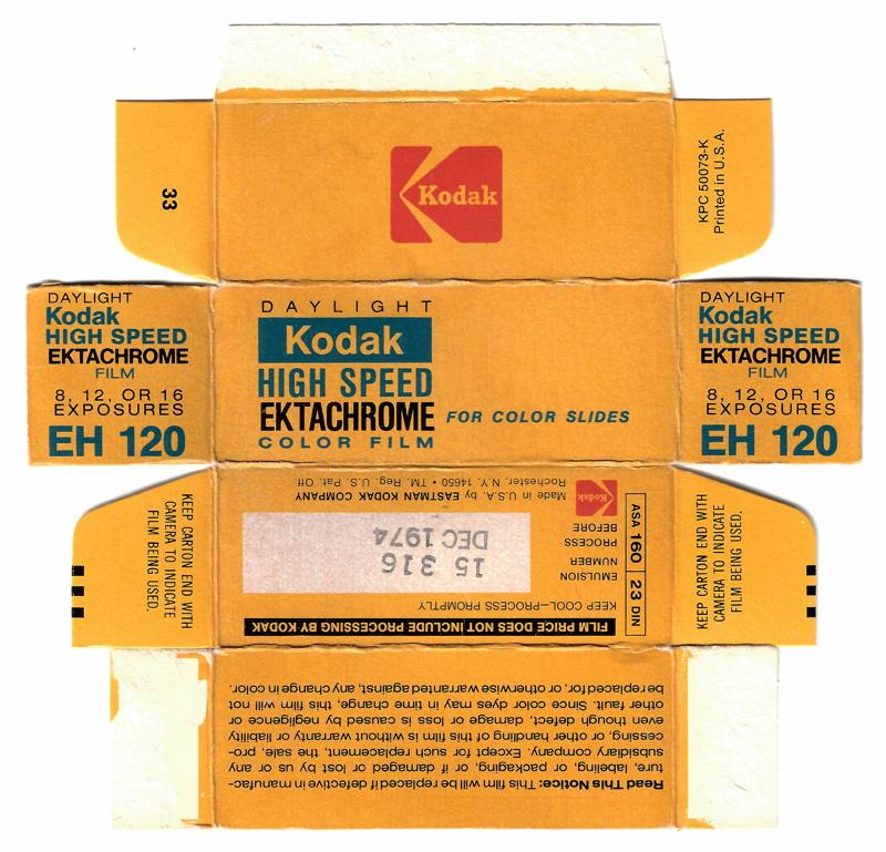 Kodak High Speed Ektachrome 120 film box outside