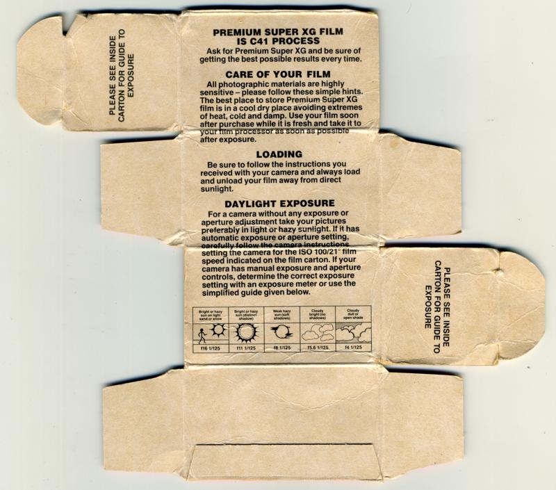 Premium Super XG 35mm film box inside