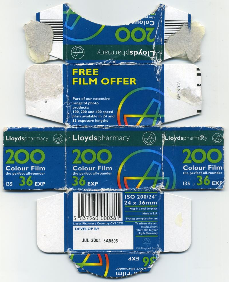 Lloyds Pharmacy Colour Film 35mm film box outside