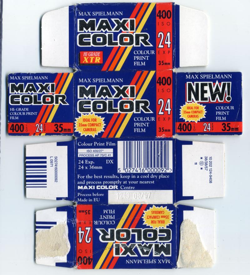 Max Spielmann Maxi Color 35mm film box outside