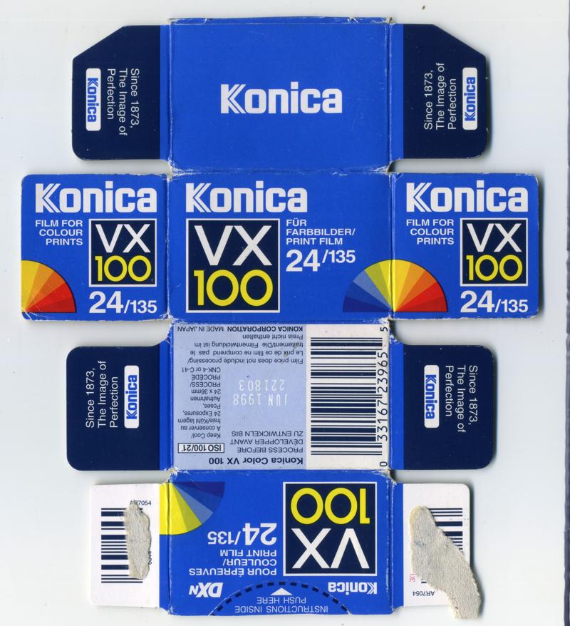 Konica KonicaColor VX 100 35mm film box outside