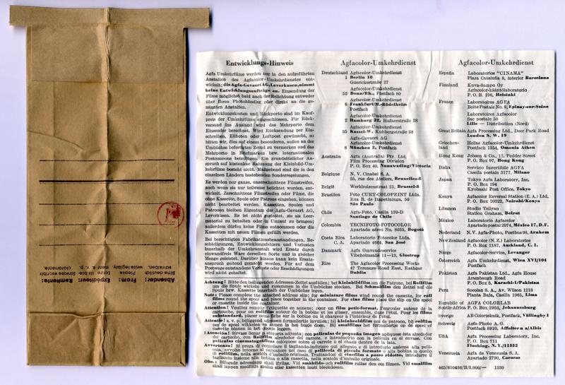 Agfa AgfaColor CT 18 35mm film box processing envelope