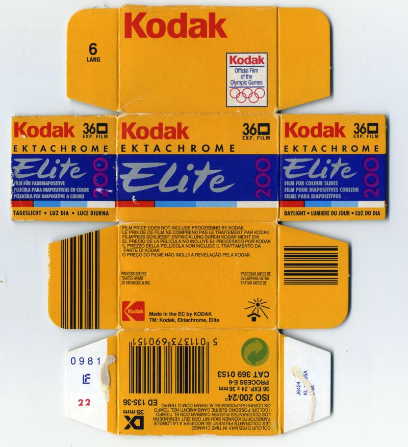 Kodak Ektachrome Elite 200 35mm film box outside