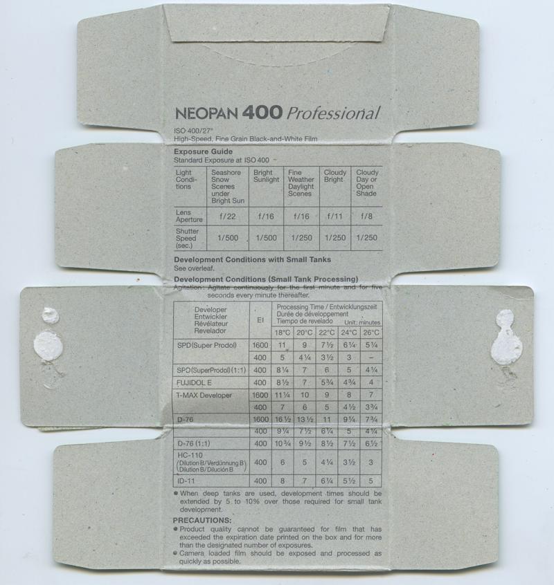 Fujifilm Neopan 400 35mm film box inside