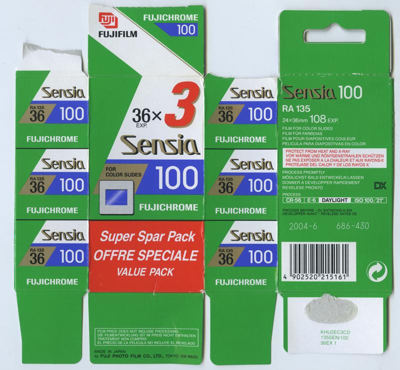 Fujifilm Fujichrome Sensia 100 35mm film box outside