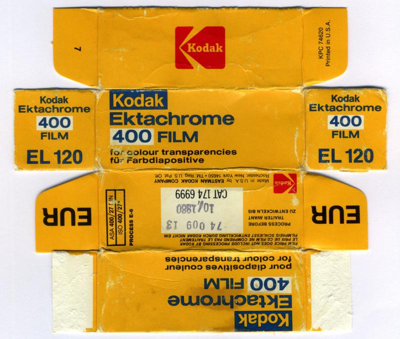 Kodak Ektachrome 400 120 film box outside