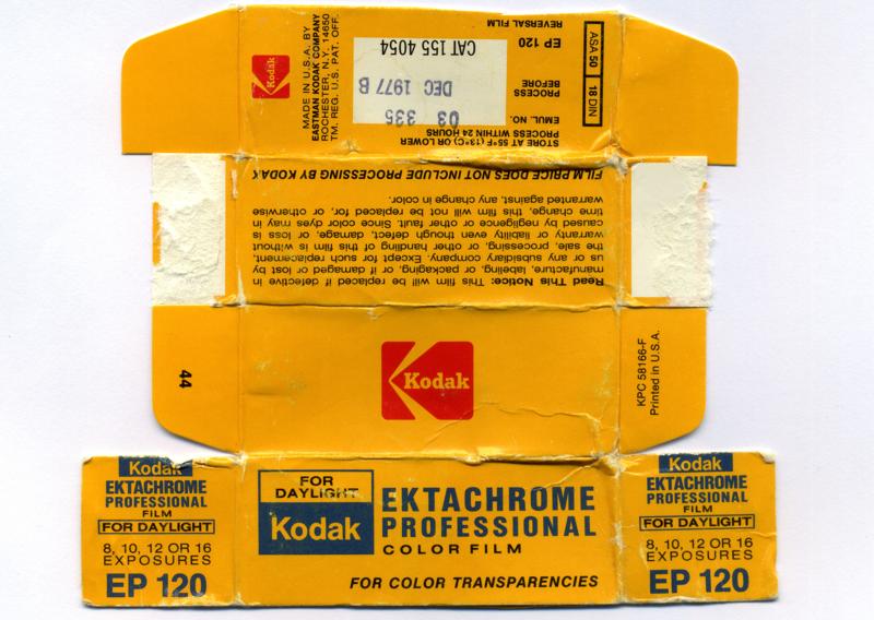 Kodak Ektachrome Professional 120 film box outside