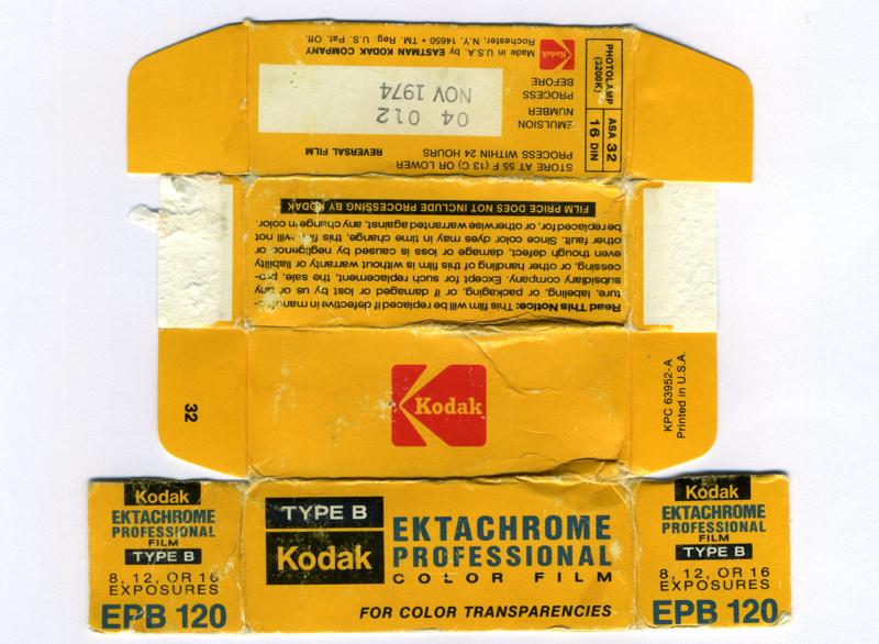Kodak Ektachrome Professional Type B 120 film box outside