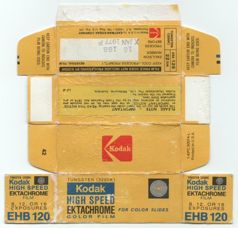 Kodak High Speed Ektachrome 120 film box outside