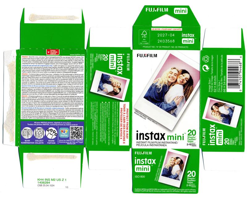 Fujifilm Instax Mini Integral Film film box outside