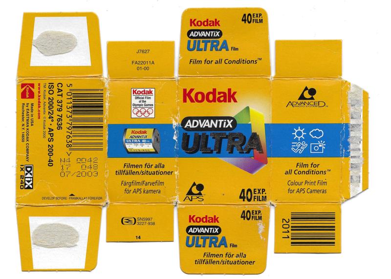 Kodak Advantix Ultra APS film box outside