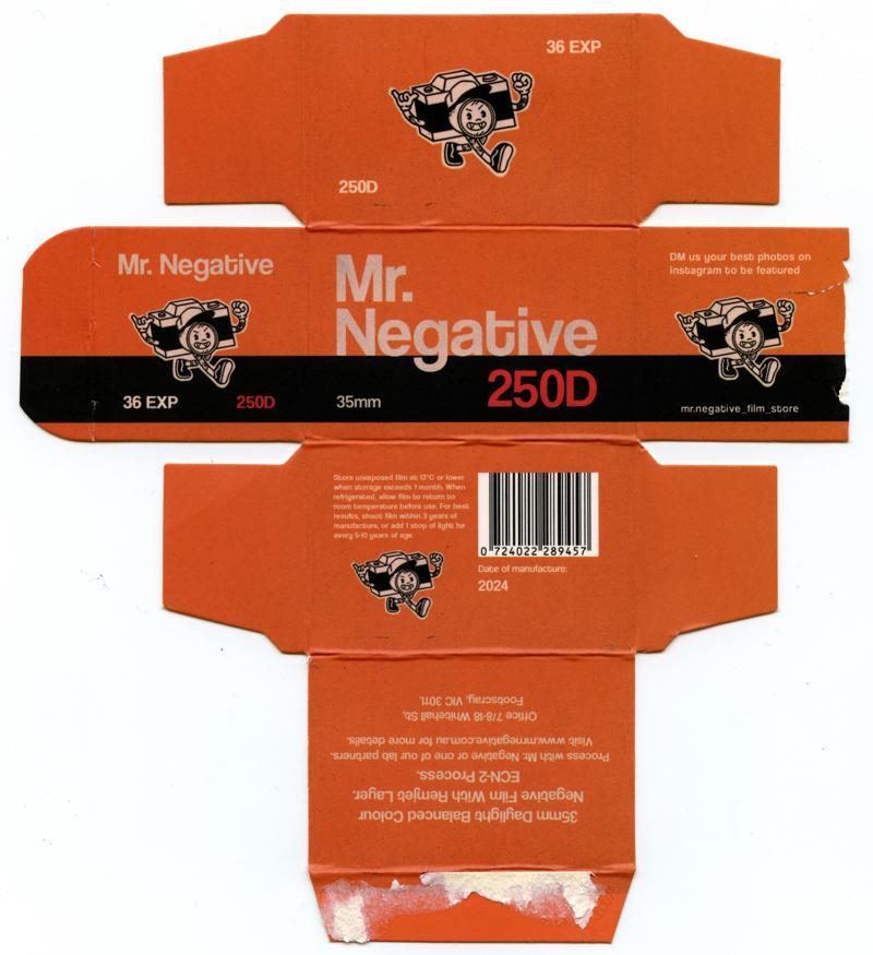 Mr. Negative 250D 35mm film box outside