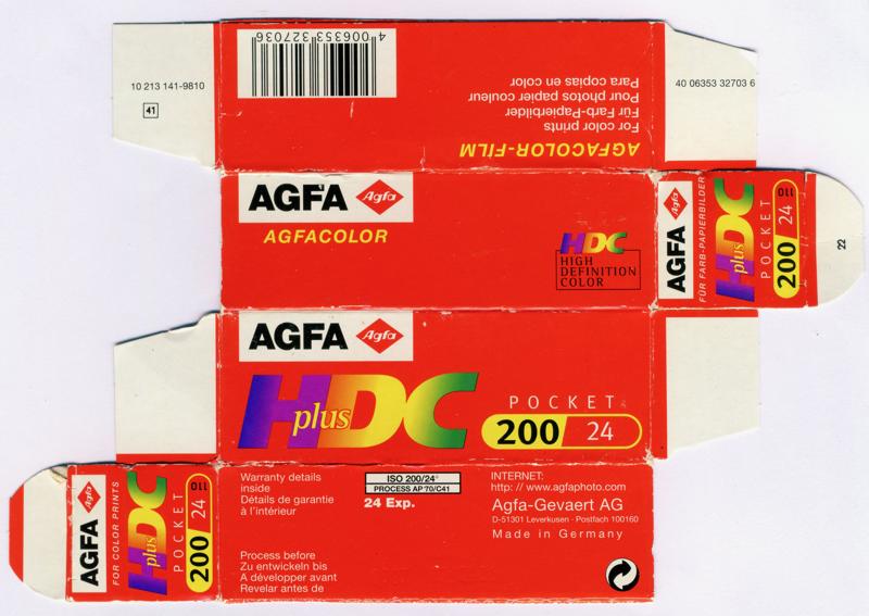 Agfa AgfaColor HDC Plus 110 film box outside
