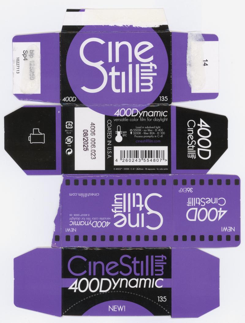 CineStill 400Dynamic 35mm film box outside