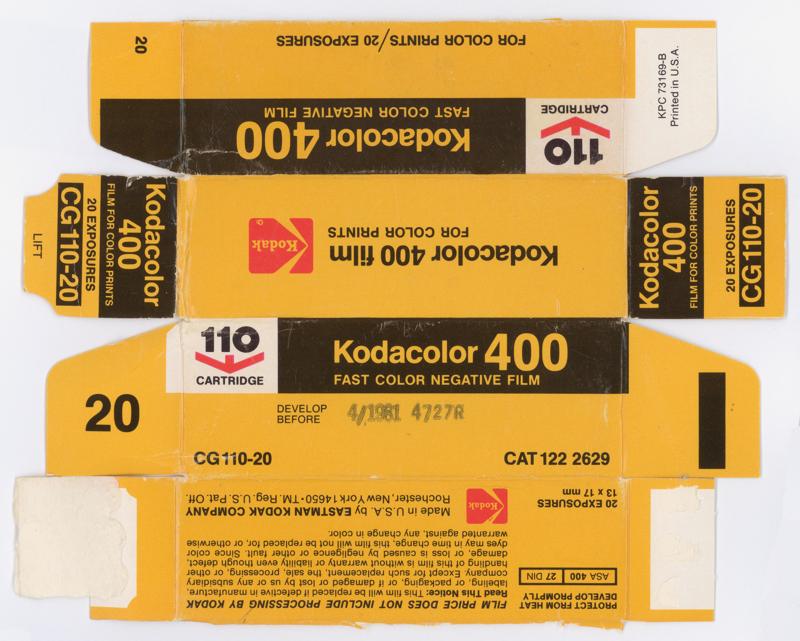 Kodak Kodacolor 400 110 film box outside