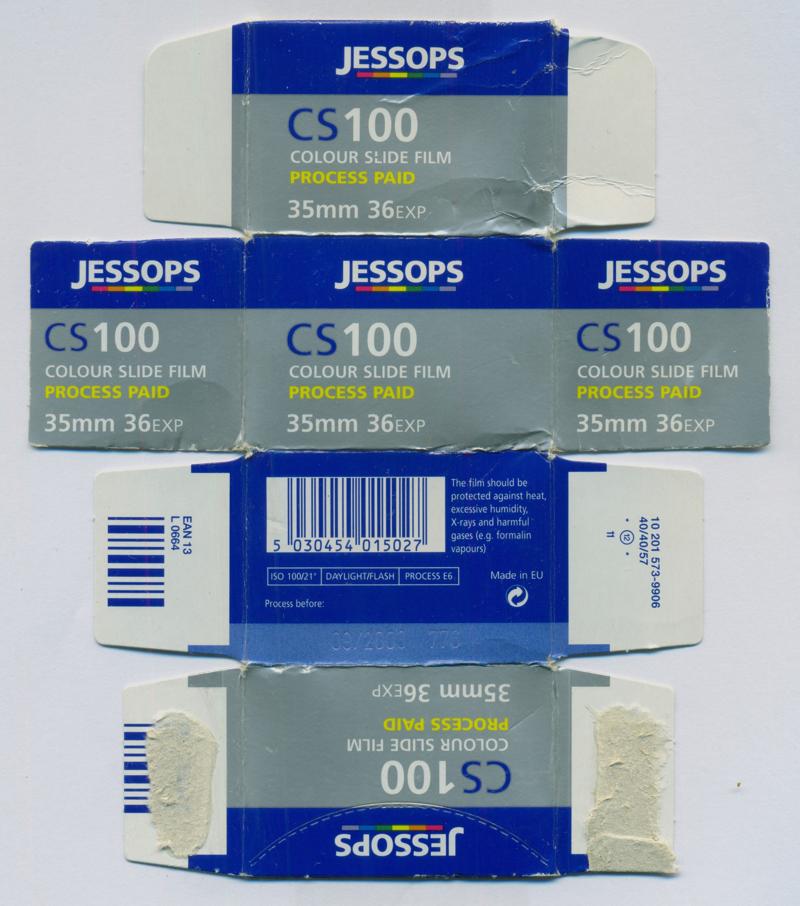 Jessops CS100 35mm film box outside