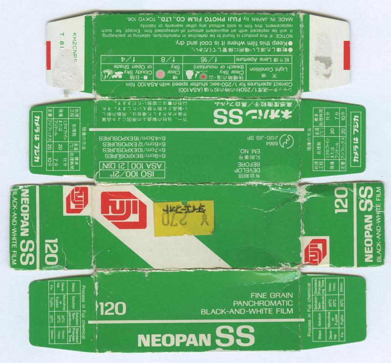 Fujifilm Neopan SS 120 film box outside