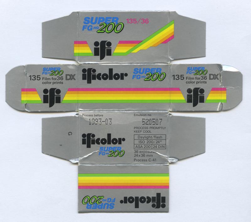 Ificolor Super FG HQ 200 35mm film box leaflet