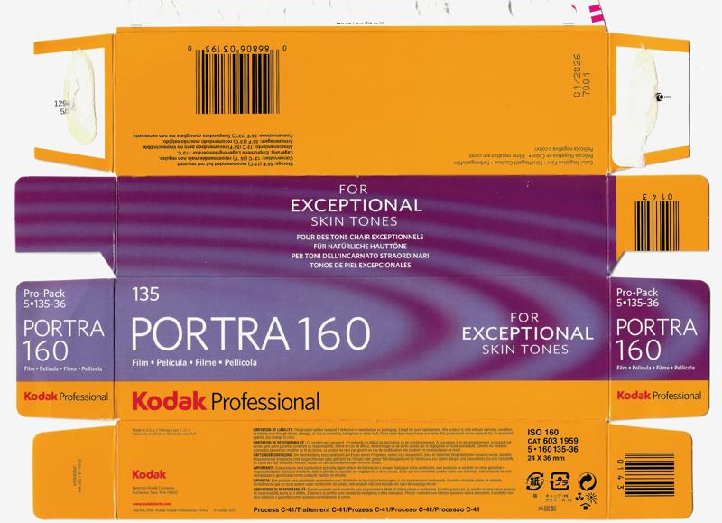 Kodak Portra 160 35mm film box outside