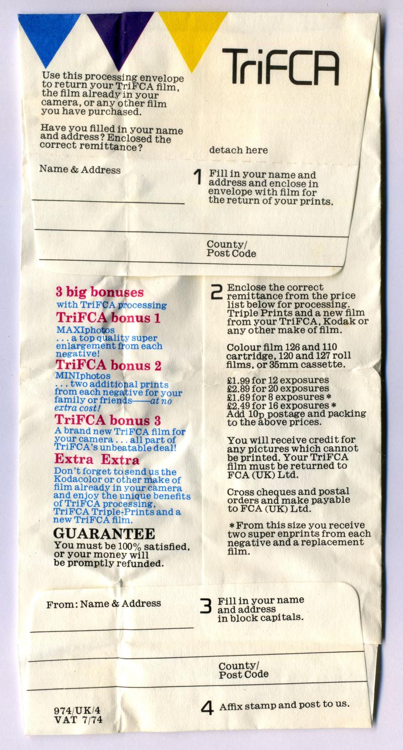 Film Corporation of America TriFCA 120 120 film box processing envelope