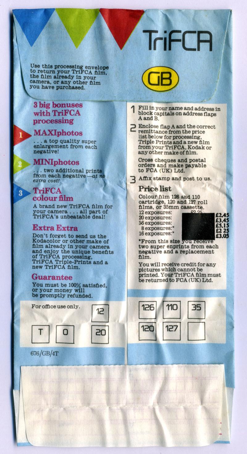 Film Corporation of America TriFCA 120 120 film box processing envelope