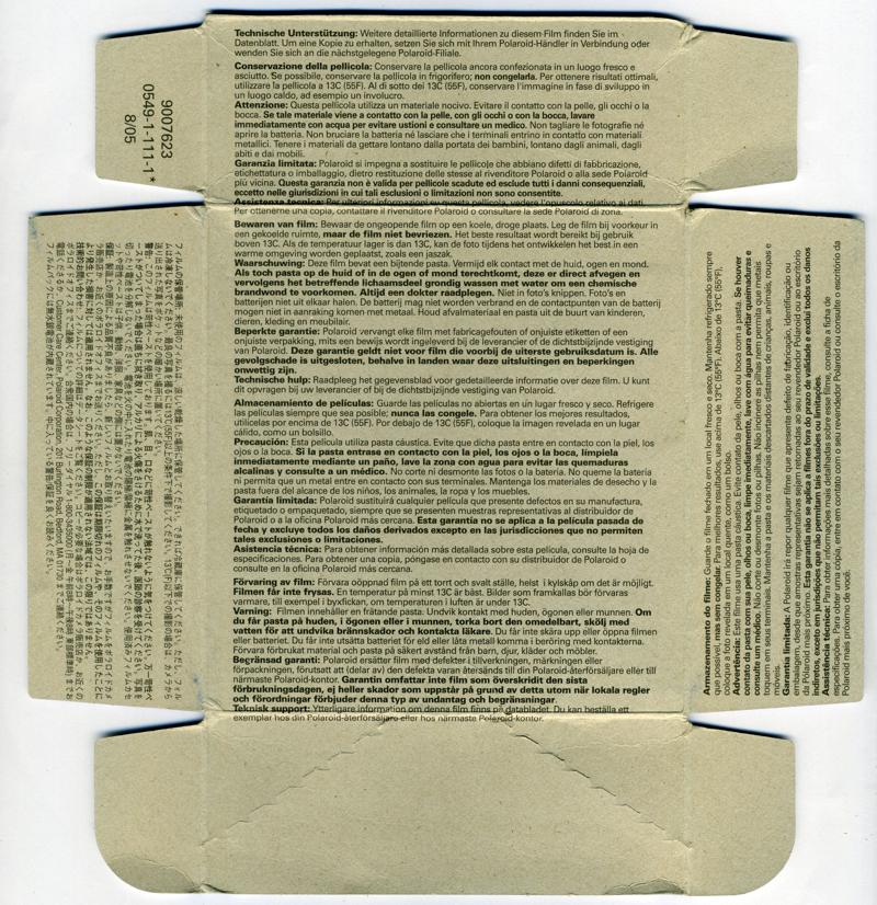 Polaroid 990 Integral Film film box inside