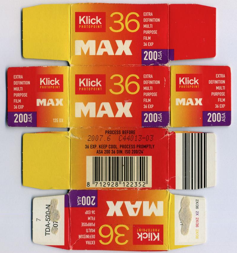 Klick Max Extra Definition Multi Purpose Film 35mm film box outside