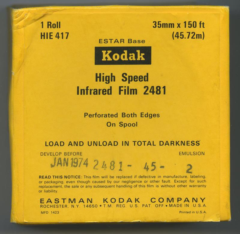 Kodak High Speed Infrared Film 2481 35mm film box outside