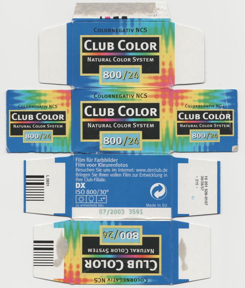 Club Color Natural Color System 35mm film box outside