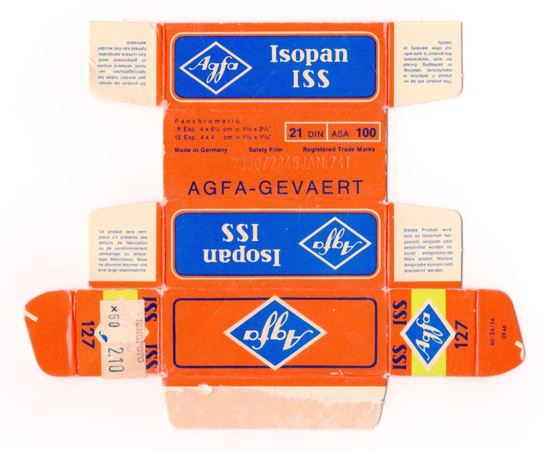 Agfa Isopan ISS 127 film box outside