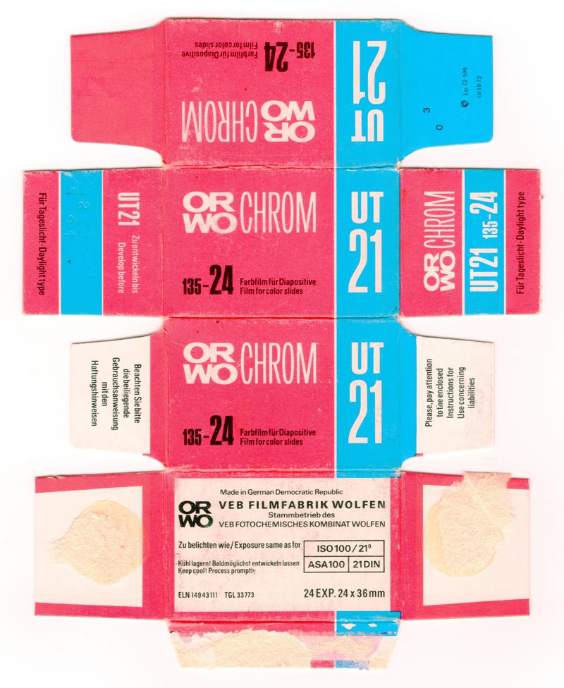 ORWO Chrom UT21 35mm film box outside