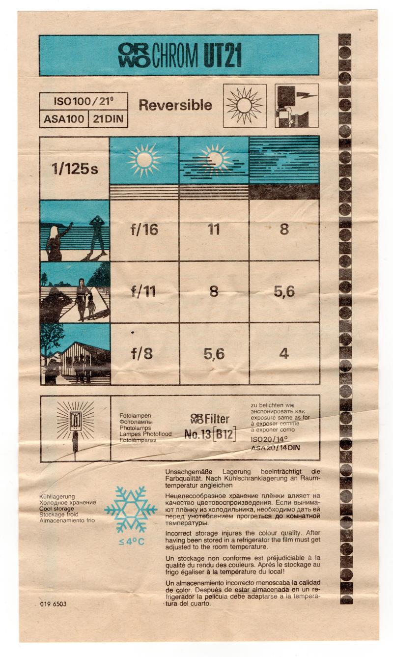 ORWO Chrom UT21 35mm film box leaflet