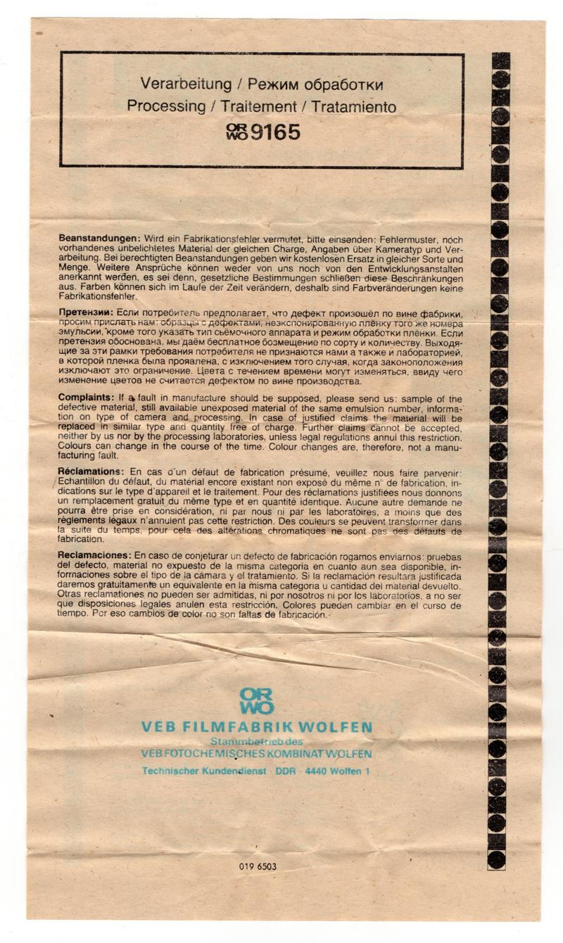 ORWO Chrom UT21 35mm film box leaflet