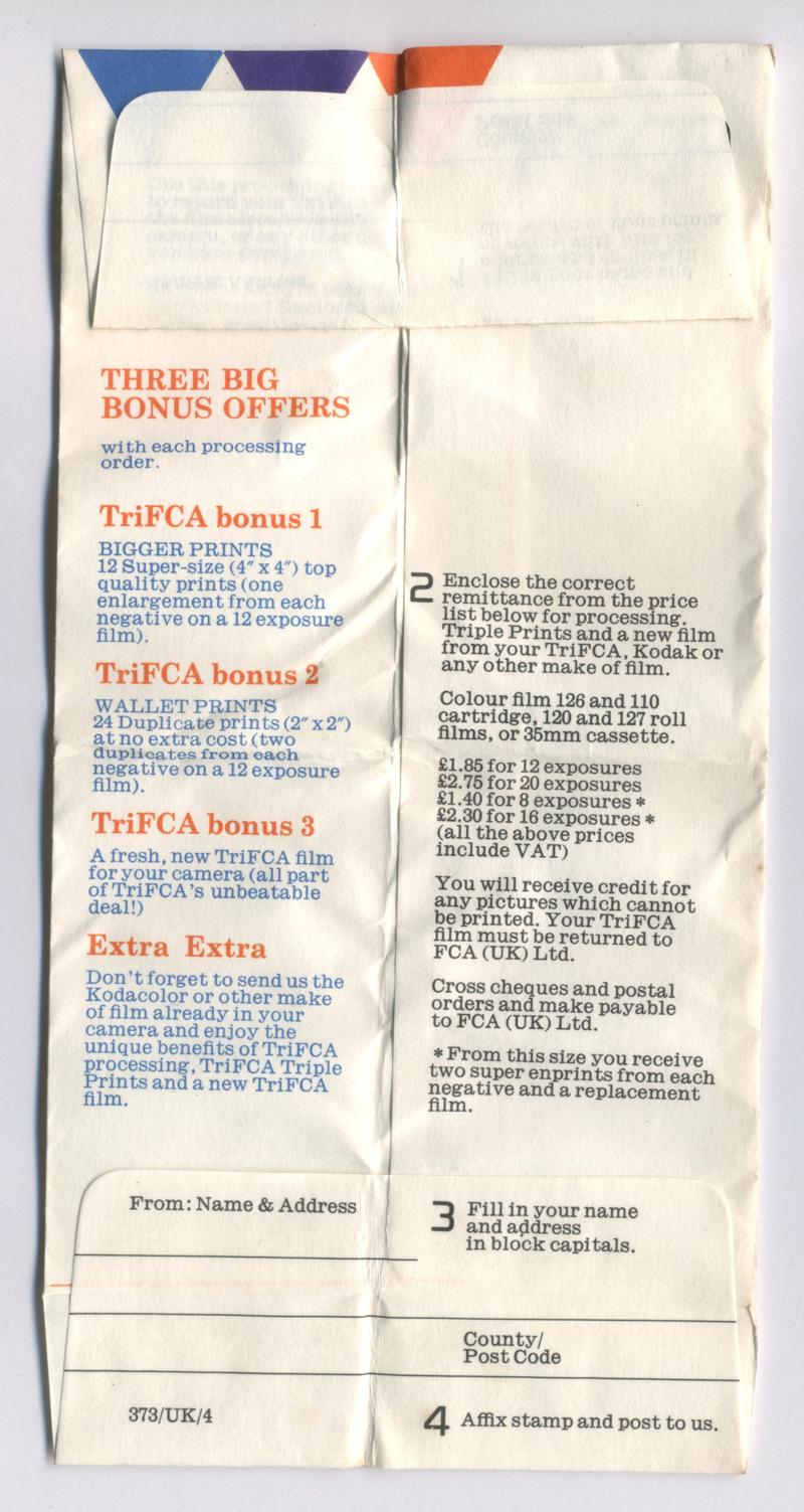 Film Corporation of America TriFCA 35 35mm film box processing envelope