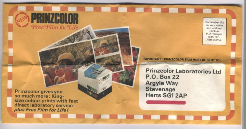 PrinzColor Colour Negative Film 35mm film box processing envelope