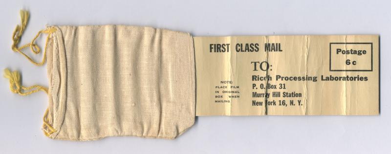 Ricoh Golden 16 16mm film box processing envelope