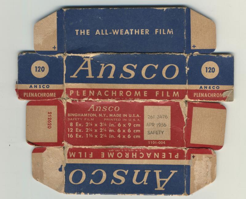 Ansco Plenachrome 120 film box outside