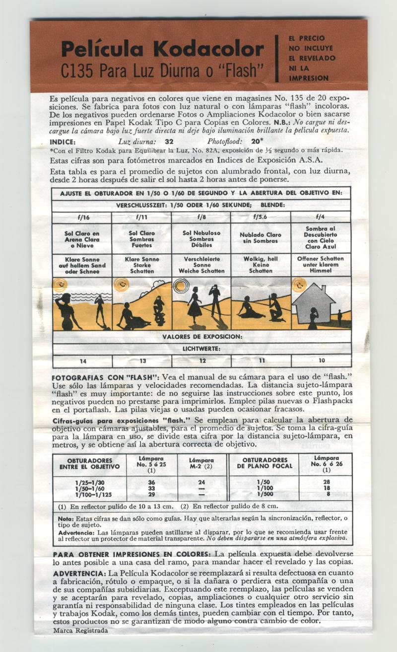 Kodak Kodacolor 35mm film box leaflet