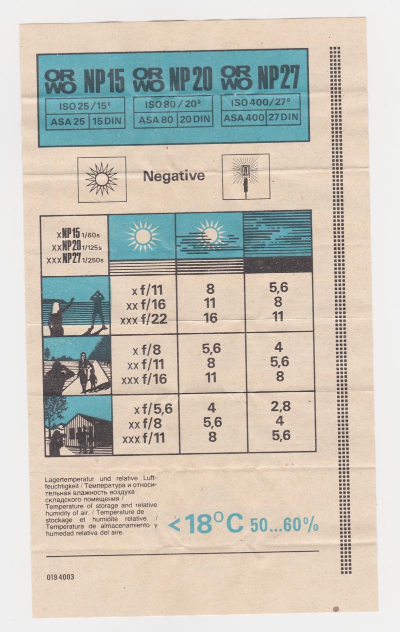 ORWO NP15 120 film box leaflet