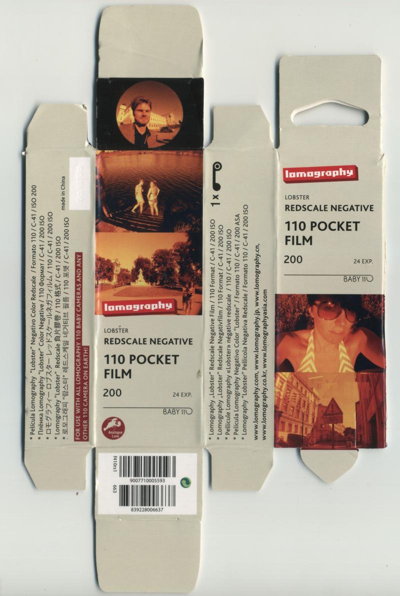 Lomography Lobster Redscale Negative 110 film box outside