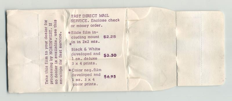 Northwest Custom Film Processing Ultra Minituature Film Unknown film box processing envelope