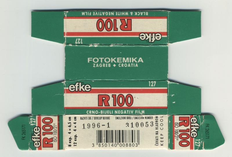 efke R100 127 film box outside
