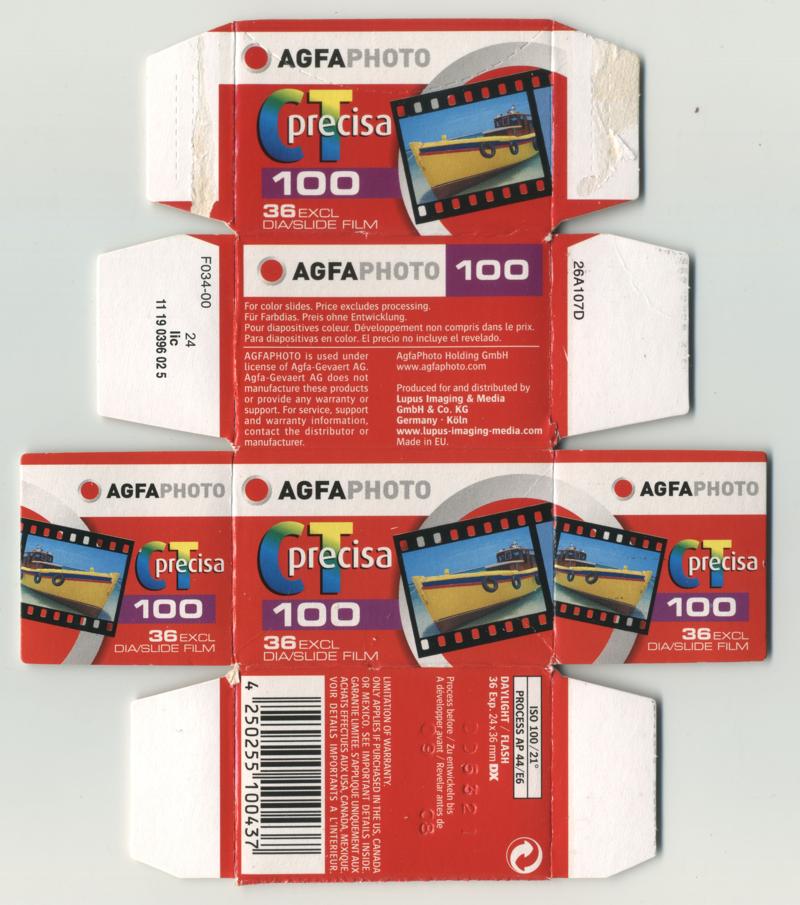 Agfa CT Precisa 100 35mm film box outside