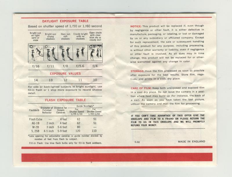 Famous Brand Labs Color Negative Film 127 film box leaflet