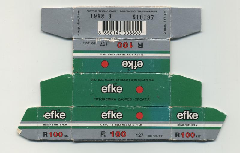 efke R100 127 film box outside