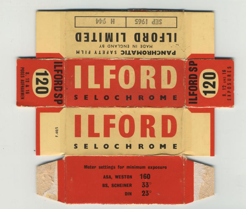 Ilford Selochrome 120 film box outside